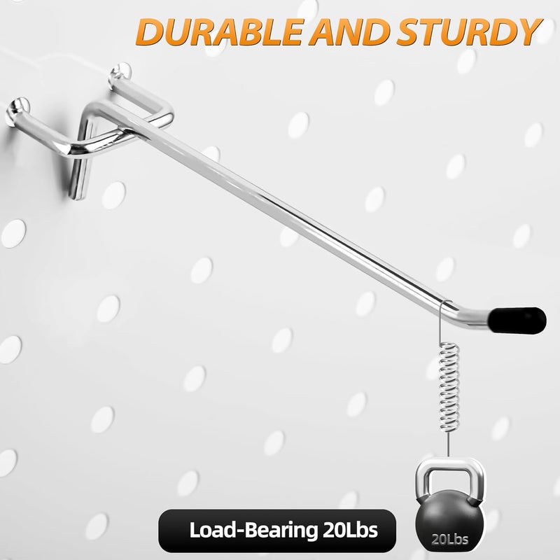 Hogurity Pegboard Hook 50 Pcs, Sturdy L Shape Galvanized Metal Fit for 1/4 and 1/8 Pegboard, Organizer Kit for Garage Tool Storage - Image 3